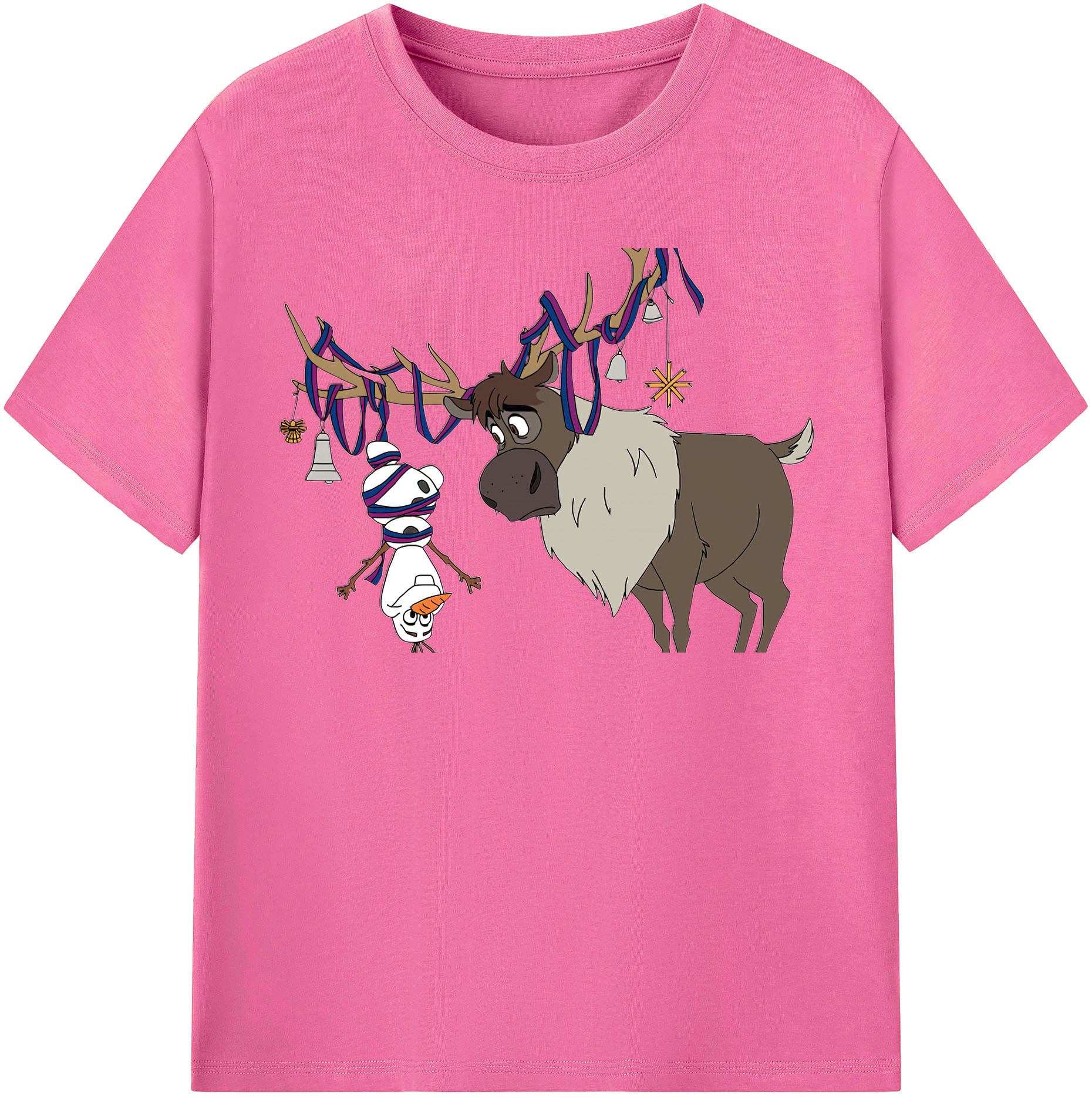（画像用） アナと雪の女王 アンナ エルサ Frozen Anna Elsa レディースカジュアルプリントTシャツ（綿100％）